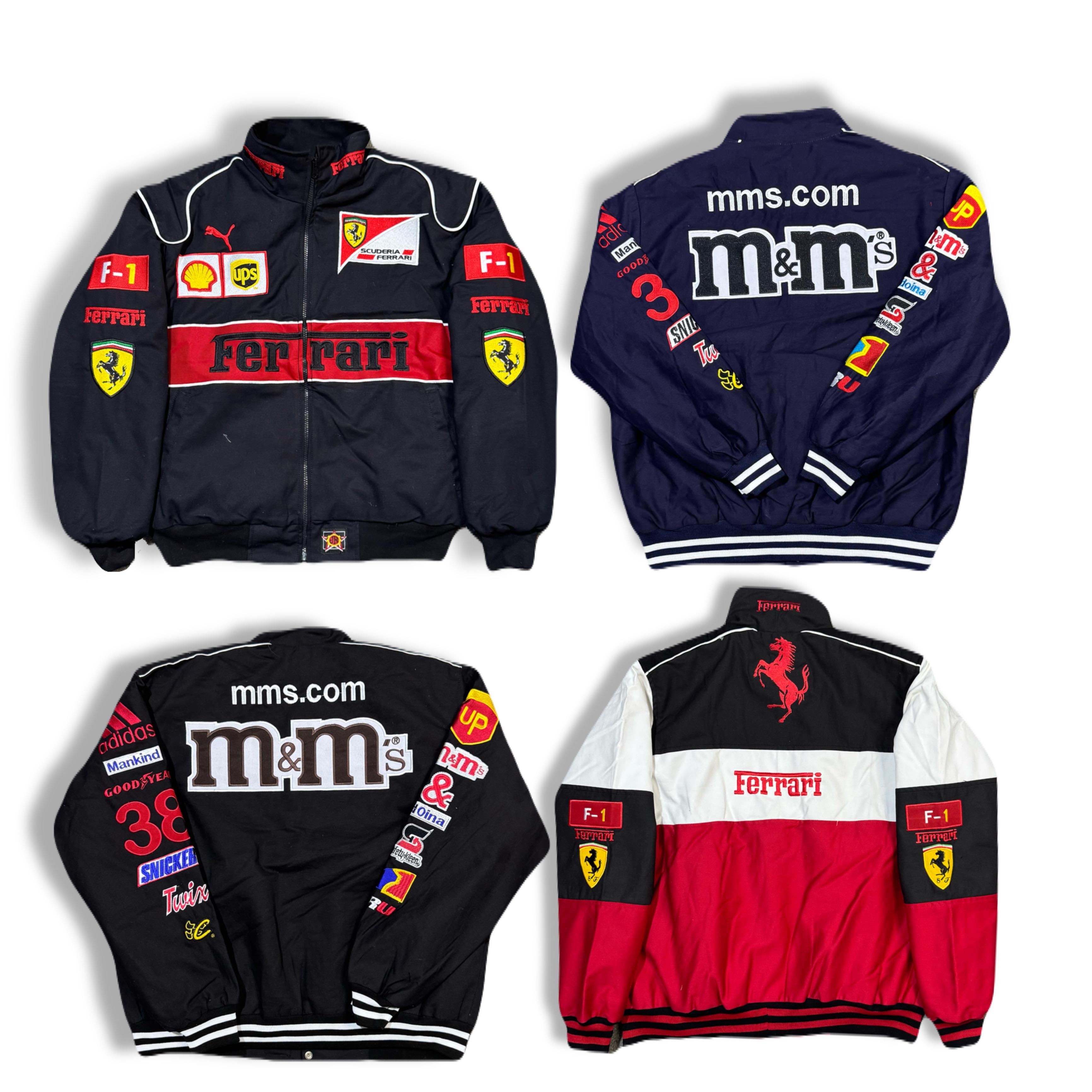 Nascar Rework Style Ferrari & m&ms Jackets – Vintage Pyramid